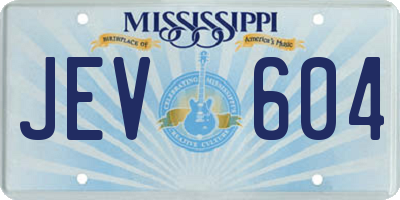 MS license plate JEV604