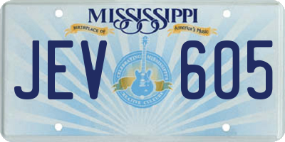 MS license plate JEV605