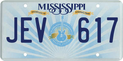 MS license plate JEV617