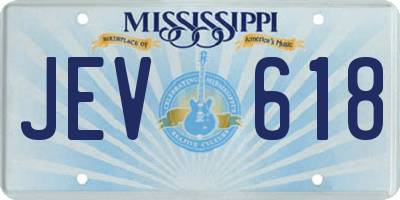 MS license plate JEV618