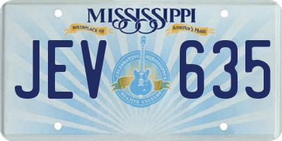 MS license plate JEV635
