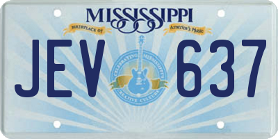 MS license plate JEV637