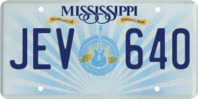 MS license plate JEV640