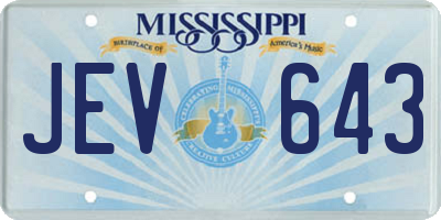 MS license plate JEV643