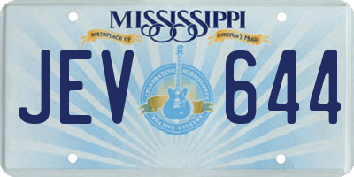 MS license plate JEV644