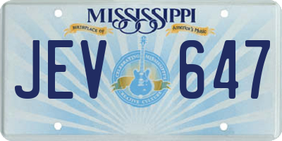 MS license plate JEV647