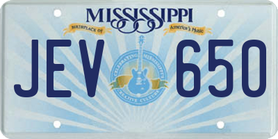 MS license plate JEV650