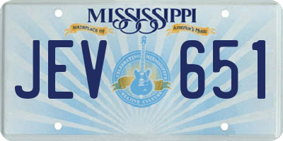 MS license plate JEV651