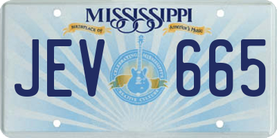 MS license plate JEV665