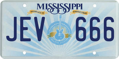MS license plate JEV666