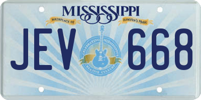 MS license plate JEV668