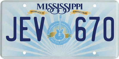 MS license plate JEV670