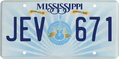 MS license plate JEV671