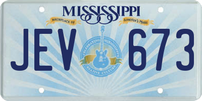 MS license plate JEV673