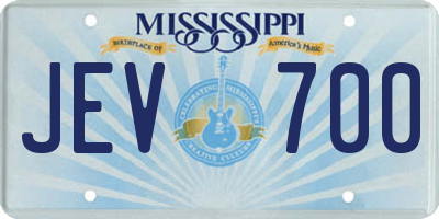 MS license plate JEV700