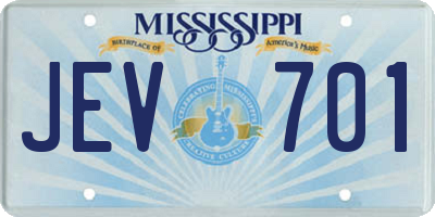 MS license plate JEV701