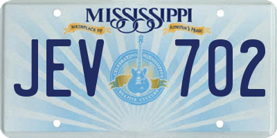 MS license plate JEV702