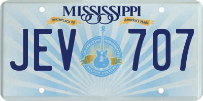 MS license plate JEV707