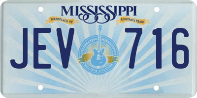 MS license plate JEV716