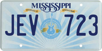 MS license plate JEV723