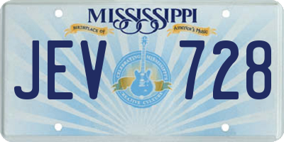 MS license plate JEV728