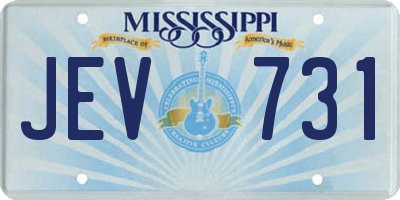 MS license plate JEV731