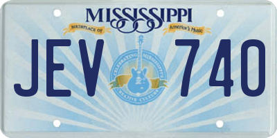 MS license plate JEV740