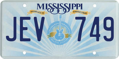 MS license plate JEV749
