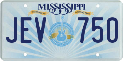MS license plate JEV750