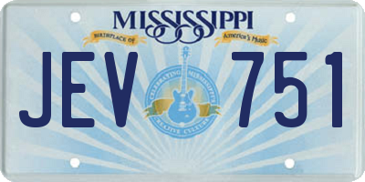 MS license plate JEV751