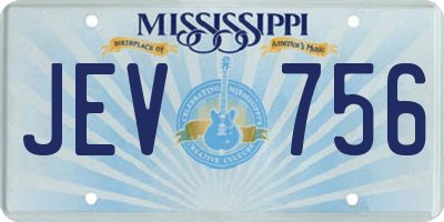 MS license plate JEV756