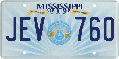 MS license plate JEV760