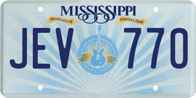 MS license plate JEV770