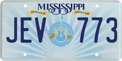 MS license plate JEV773