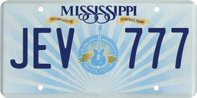 MS license plate JEV777