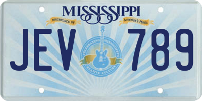 MS license plate JEV789