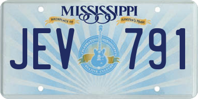 MS license plate JEV791