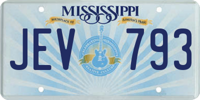 MS license plate JEV793