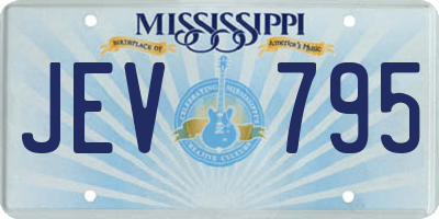 MS license plate JEV795