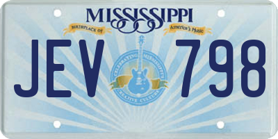 MS license plate JEV798
