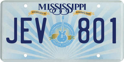 MS license plate JEV801