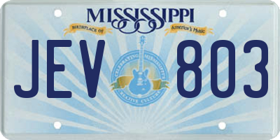 MS license plate JEV803