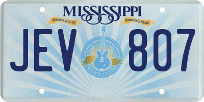 MS license plate JEV807