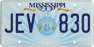 MS license plate JEV830