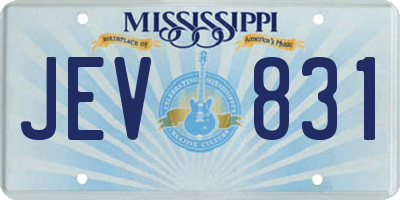 MS license plate JEV831