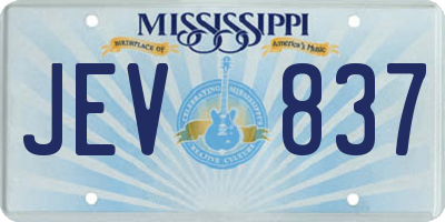 MS license plate JEV837