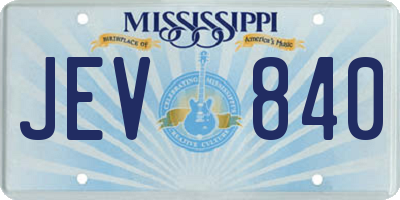 MS license plate JEV840