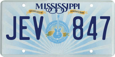 MS license plate JEV847