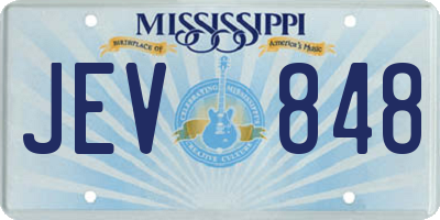 MS license plate JEV848