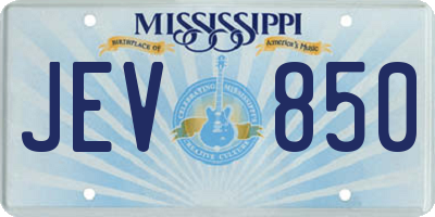 MS license plate JEV850